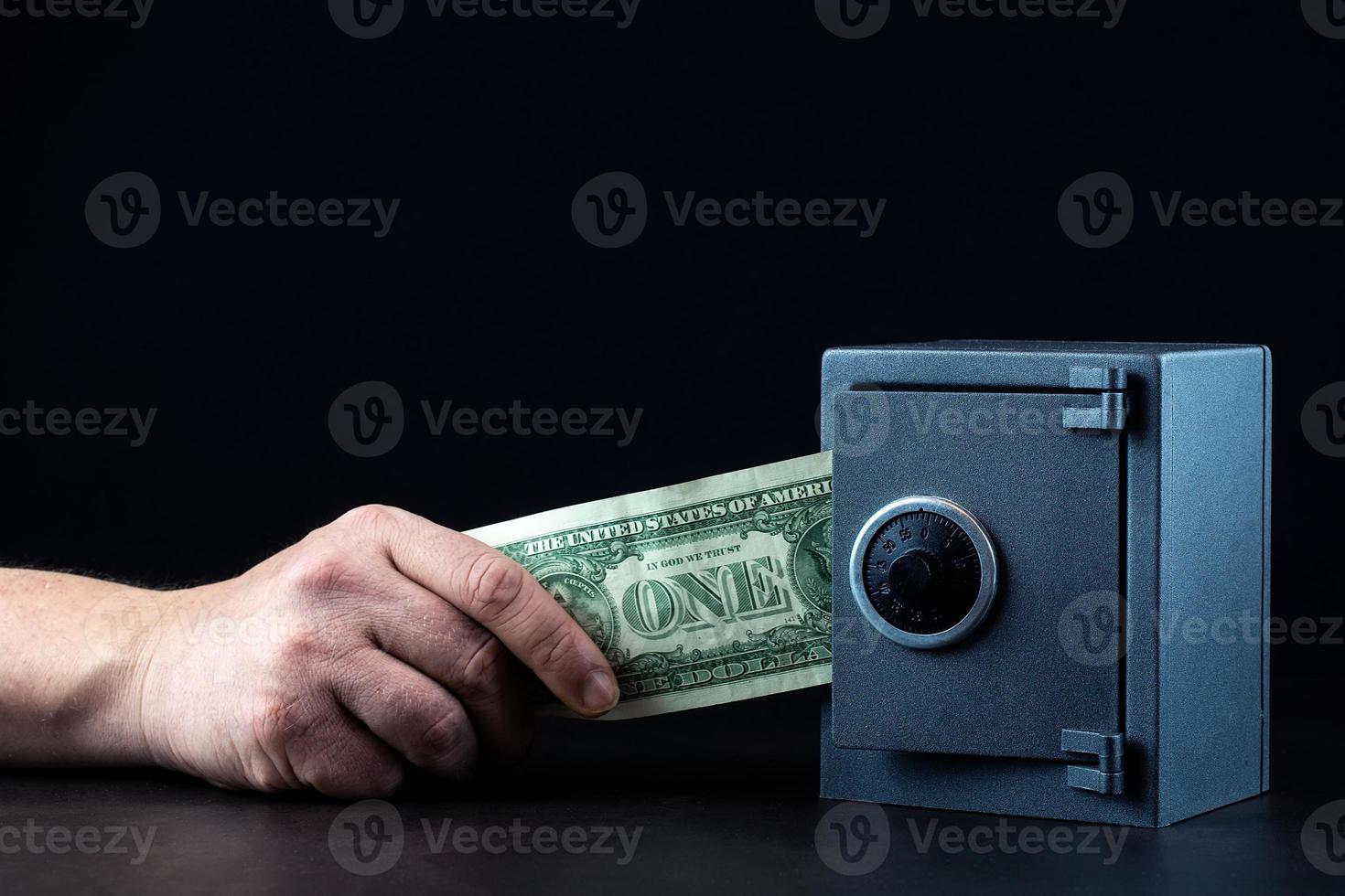 Bank safe with money photo