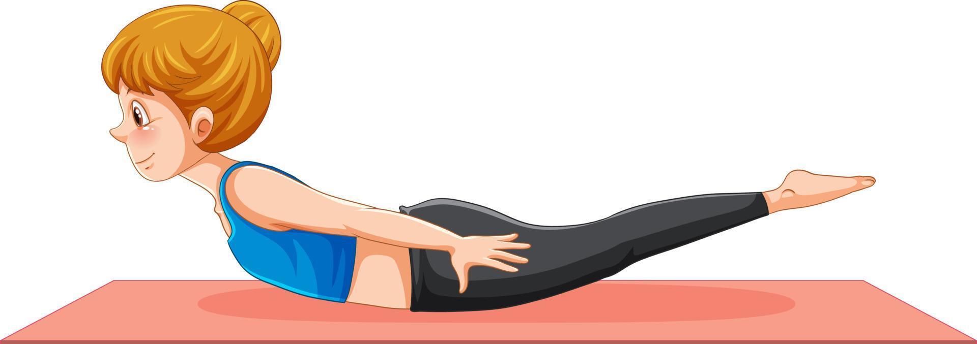 Locust pose yoga cartoon character vector