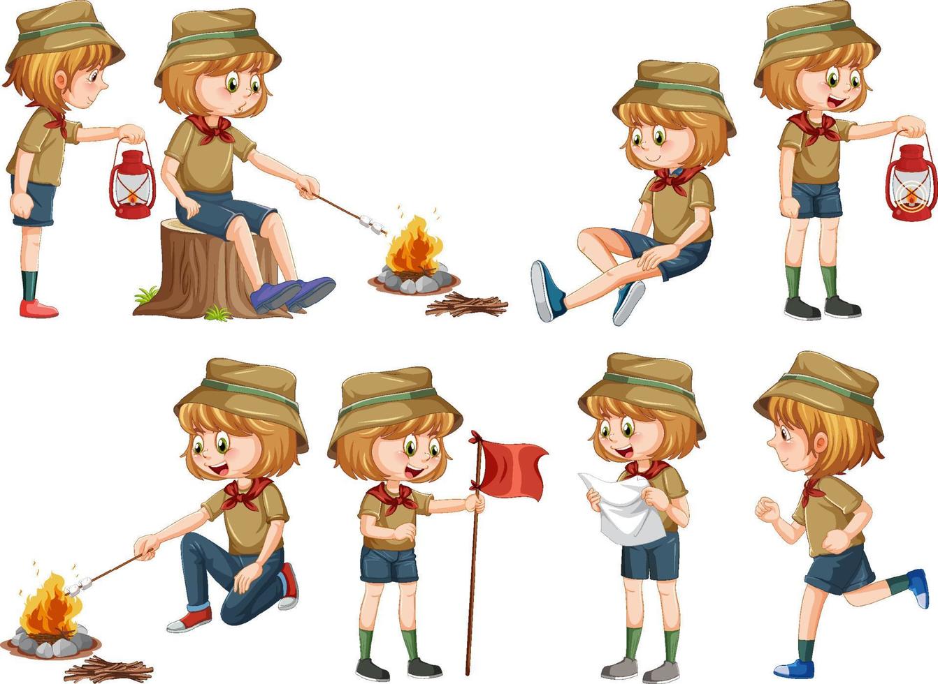 Set of different scout kids vector