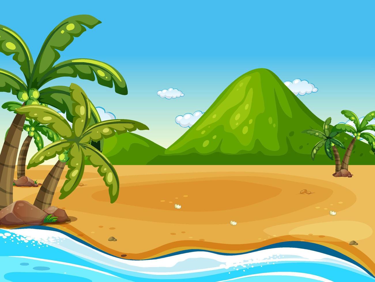 escena de paisaje de playa al aire libre vector