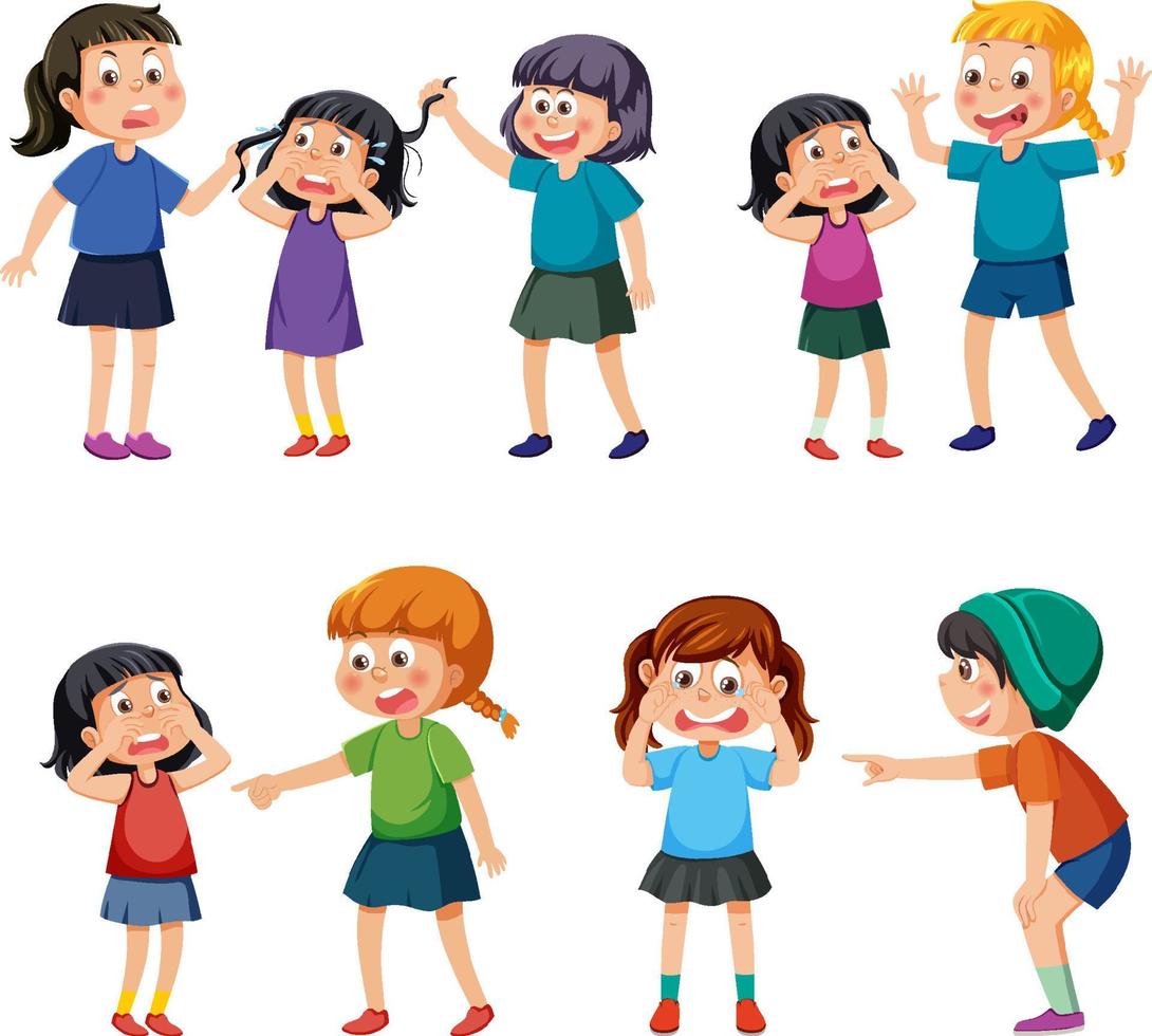 Bullying kids character collection vector
