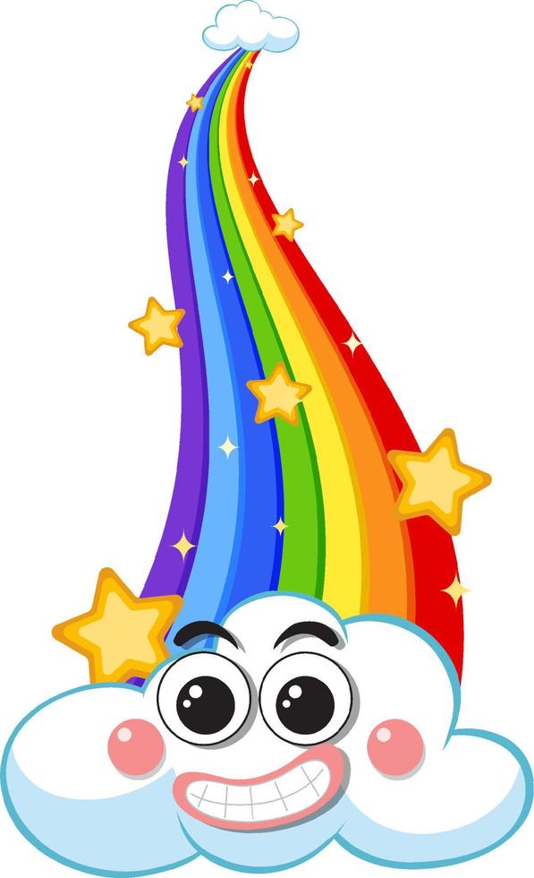 Rainbow with clouds in cartoon style vector