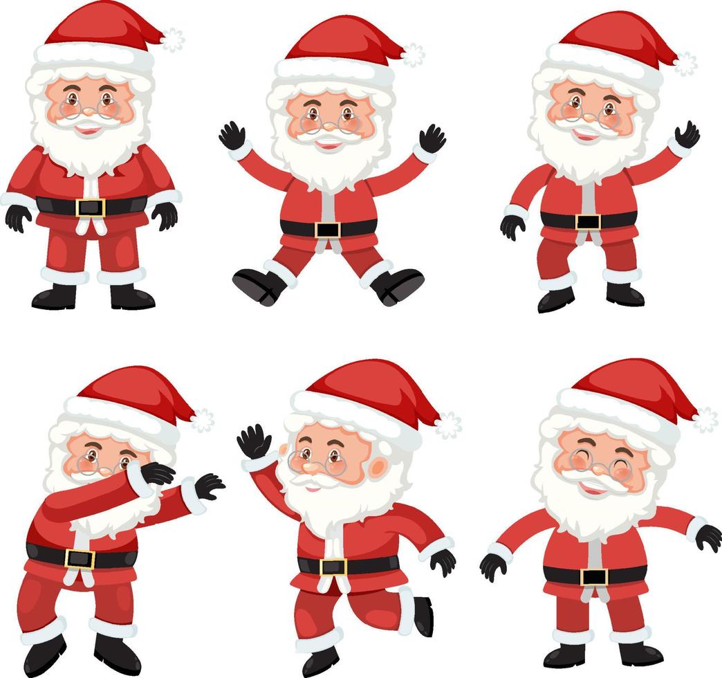 Set of Santa Claus cartoon character vector