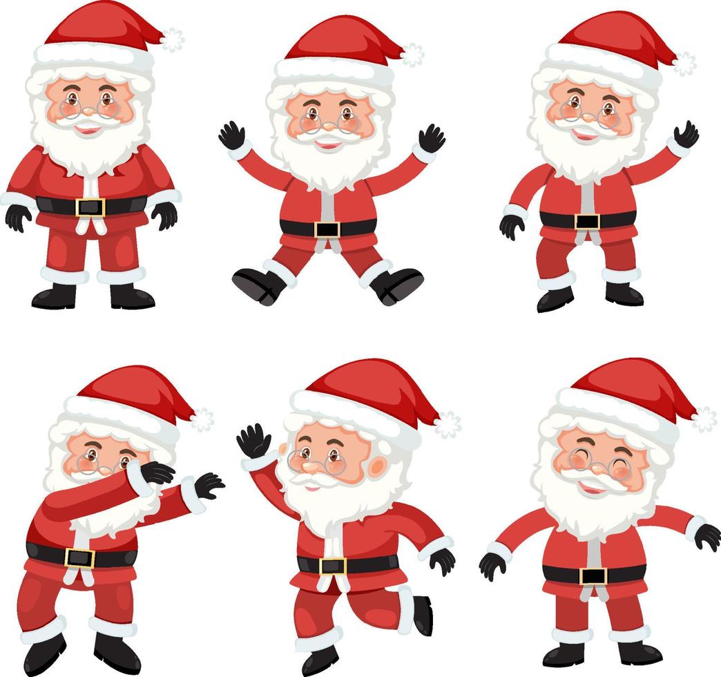 conjunto de personaje de dibujos animados de santa claus vector