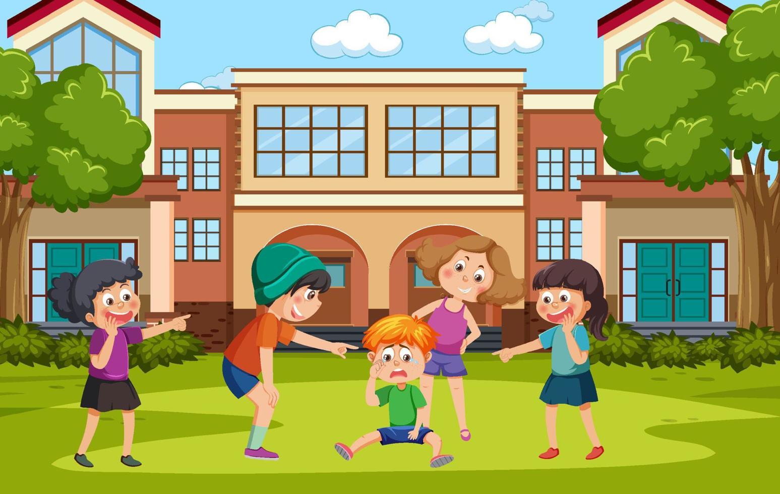 Kids bullying their friend at school vector
