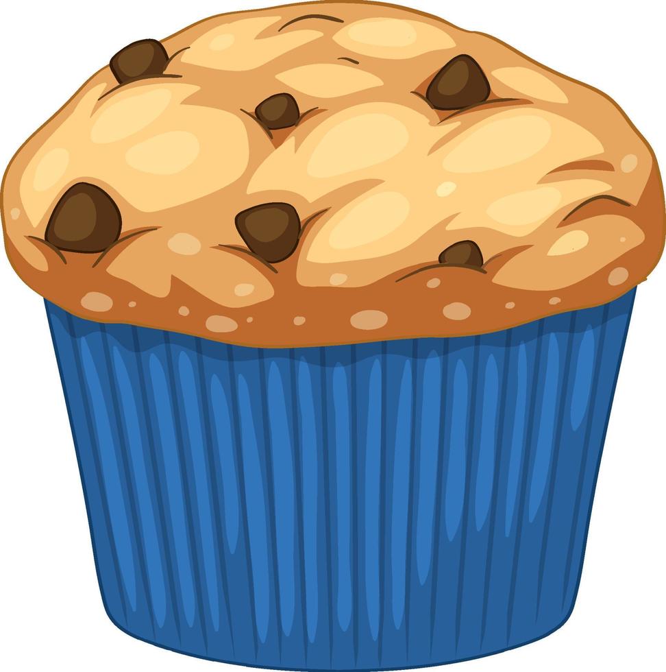 un muffin de chocolate aislado vector