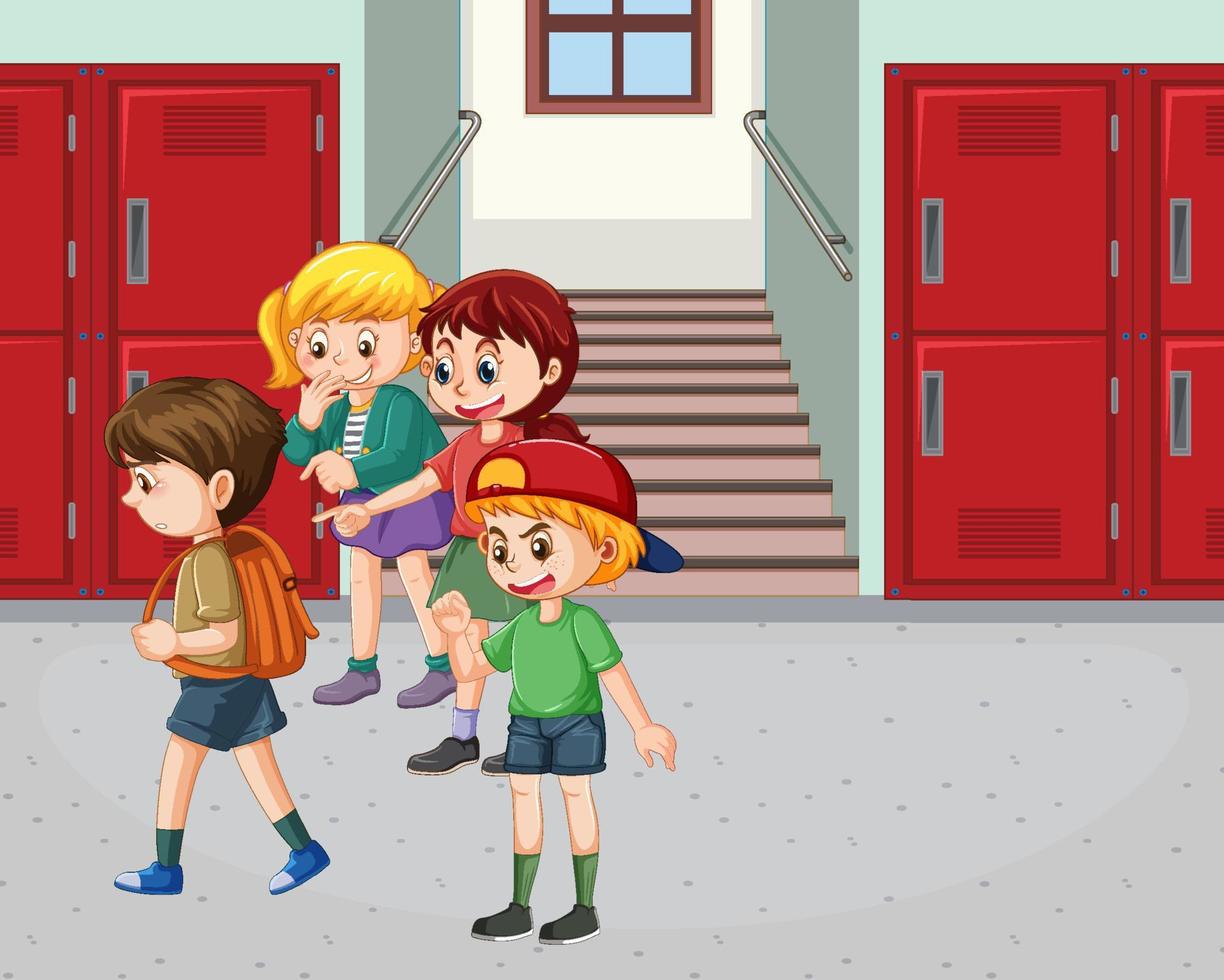 School bullying with student cartoon characters vector