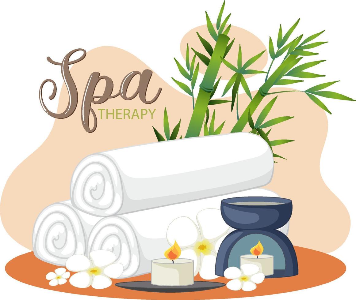 texto de spa con objetos de aroma de spa vector