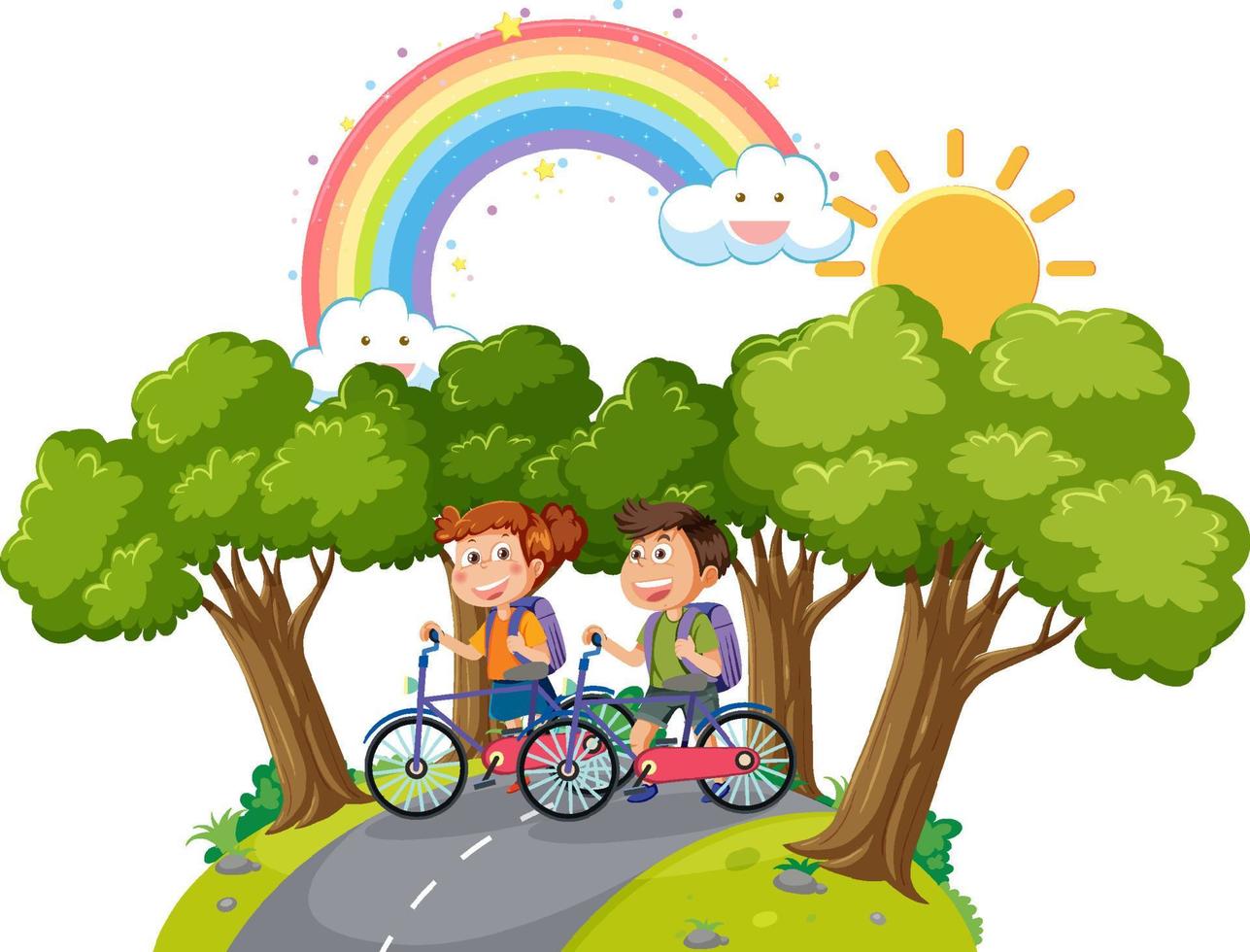 Happy children riding bicycle at park vector