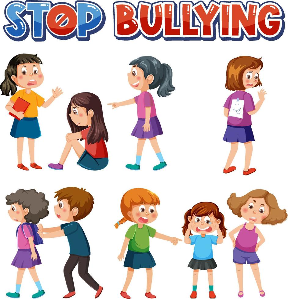 Bullying kids character collection vector