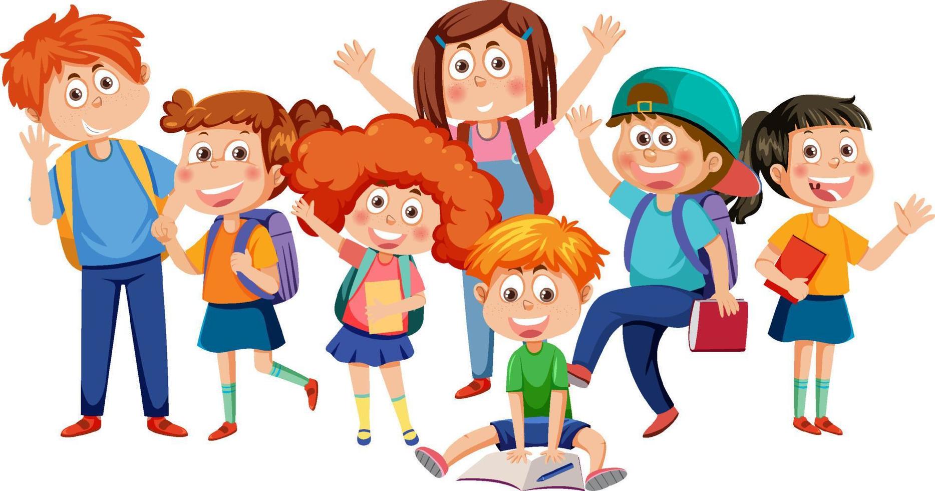 personaje de dibujos animados de niños felices vector