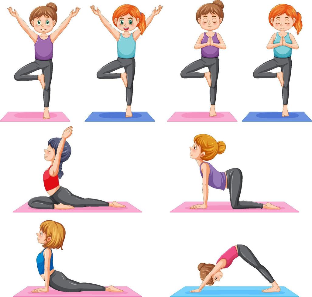 Set of yoga postures vector