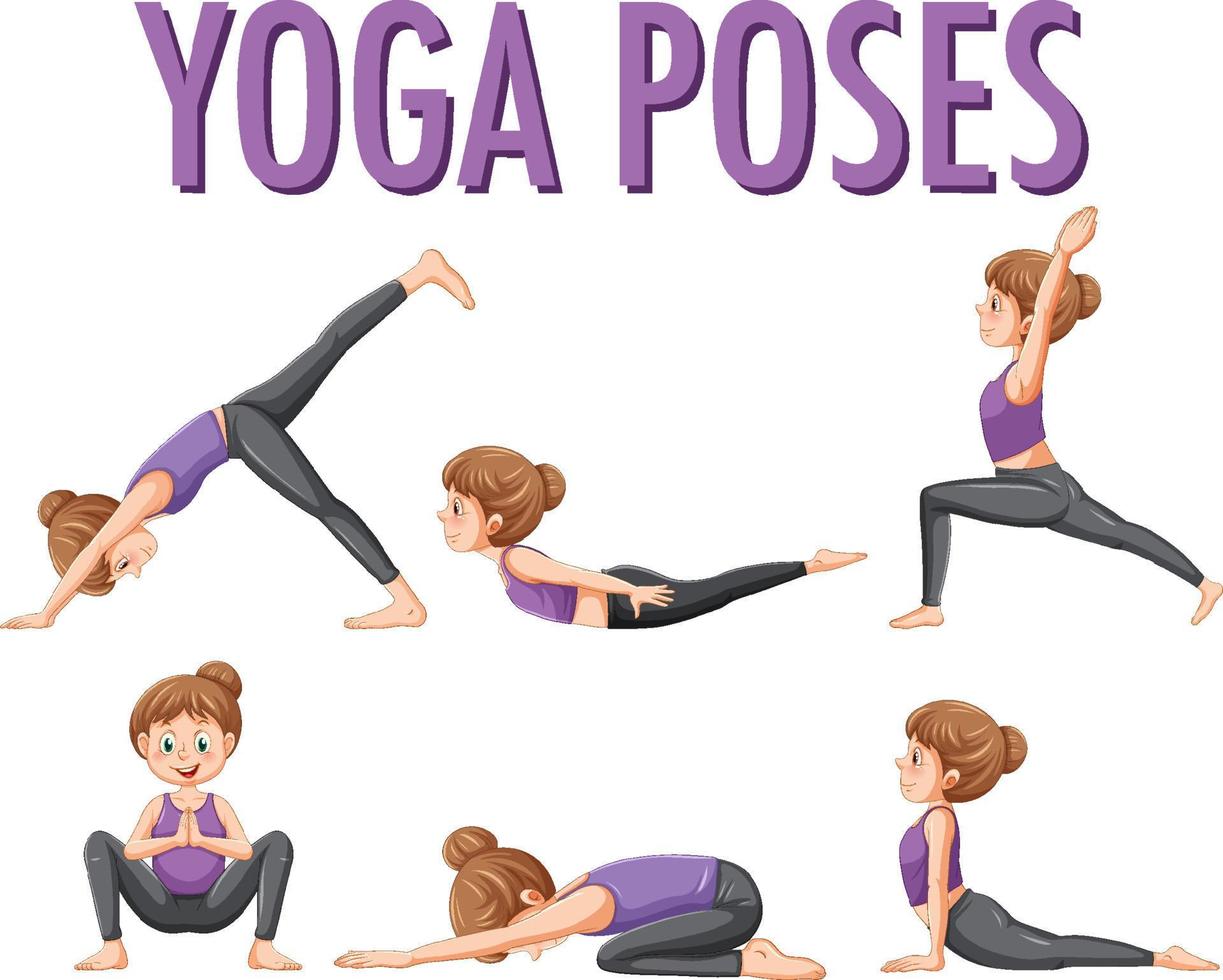 Set of yoga postures vector