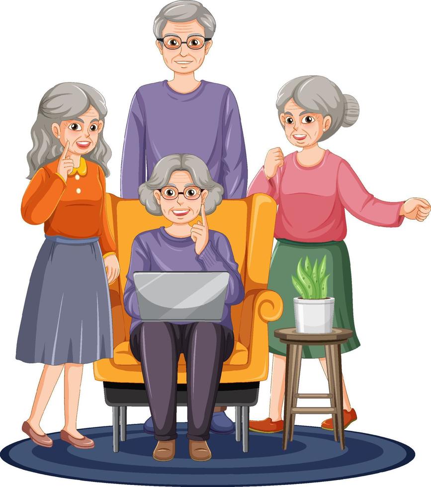 Happy senior people group vector