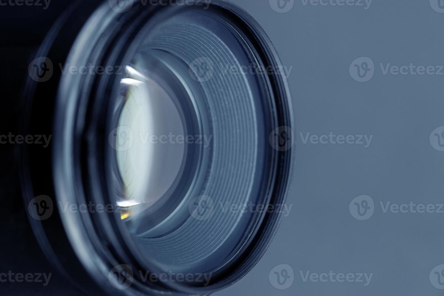 Camera lens with lense reflections. photo