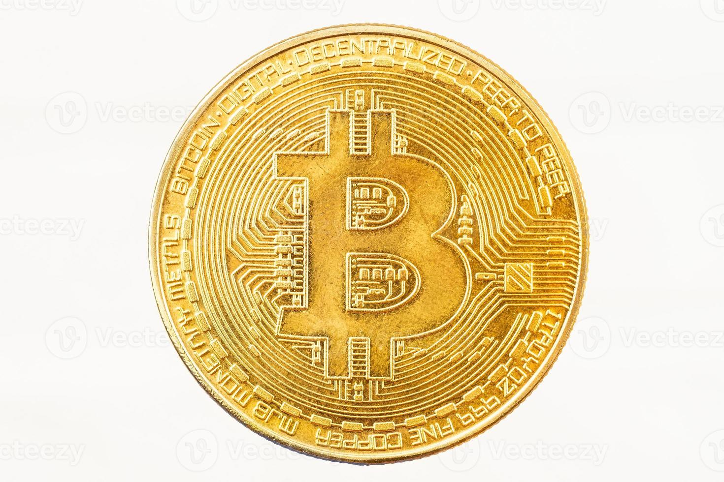 Gold Bitcoin on a white background photo
