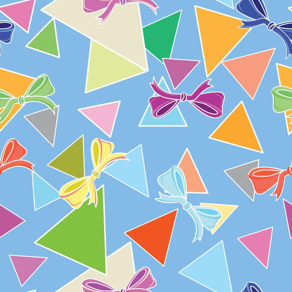 Seamless geometric pattern with triangles and ribbons vector