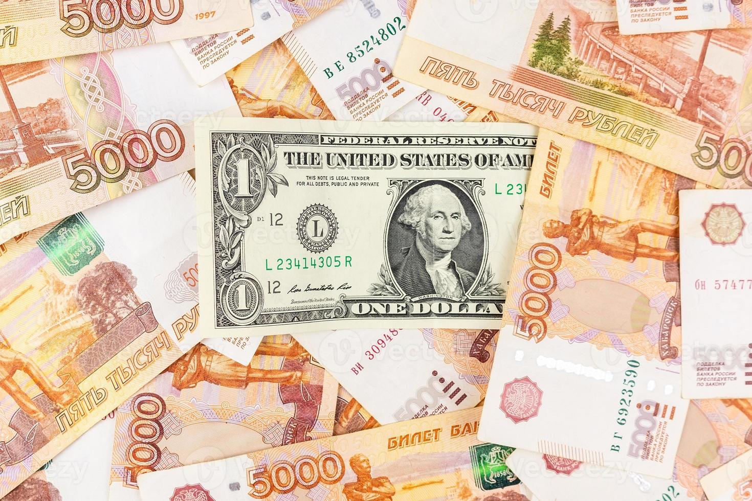 background of rubles and dollars photo