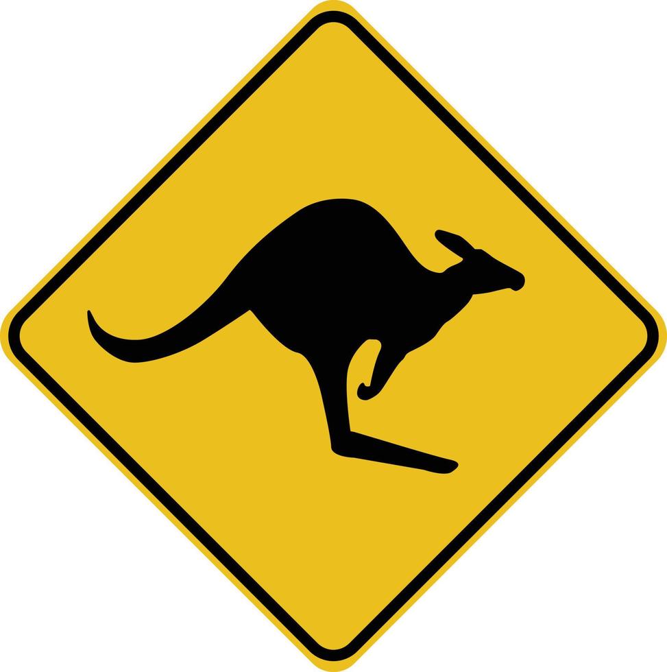 beware Kangaroo sign on traffic label. kangaroo sign. flat style. vector
