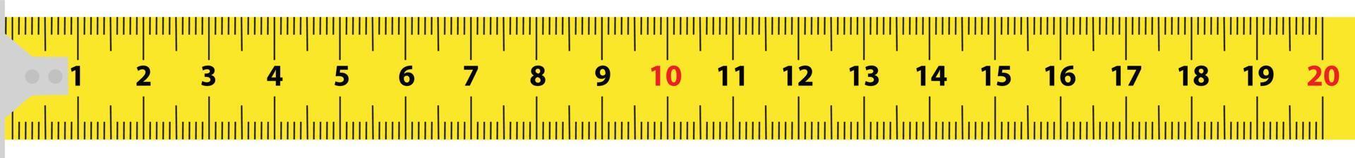 Measure tape on white background. Yellow ruler measure tape centimeter inch. flat style. vector