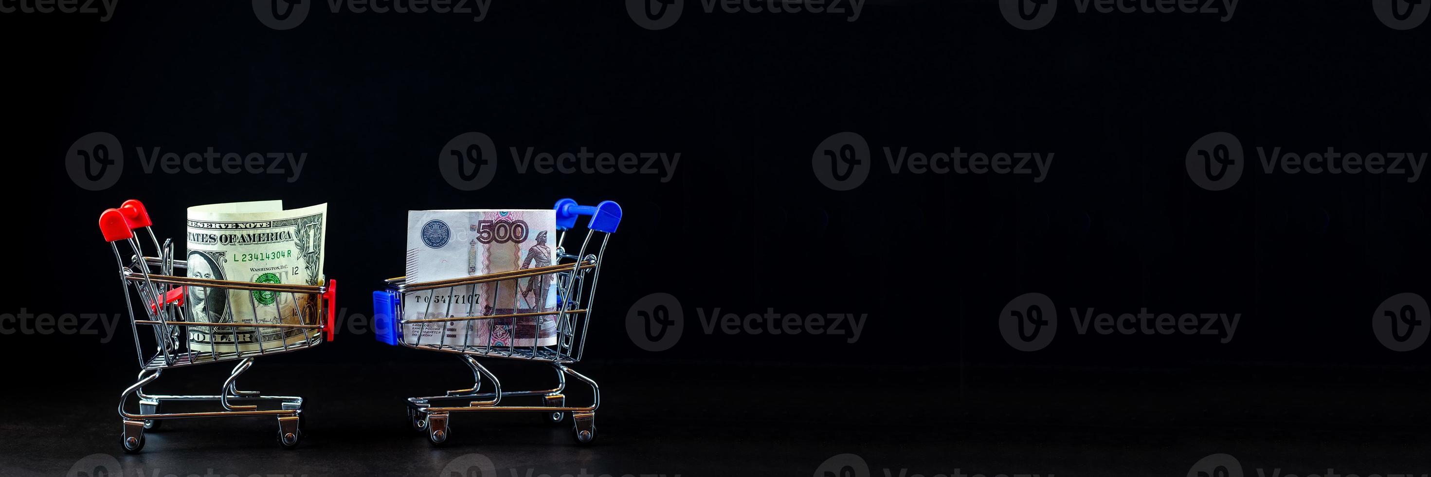 shopping cart with money photo