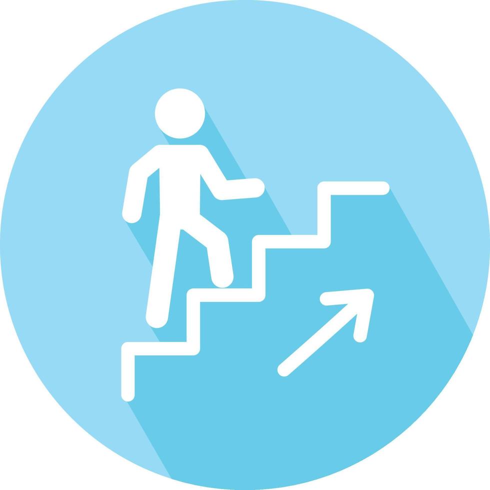 Upstair icon circle with long shadow on white background. vector