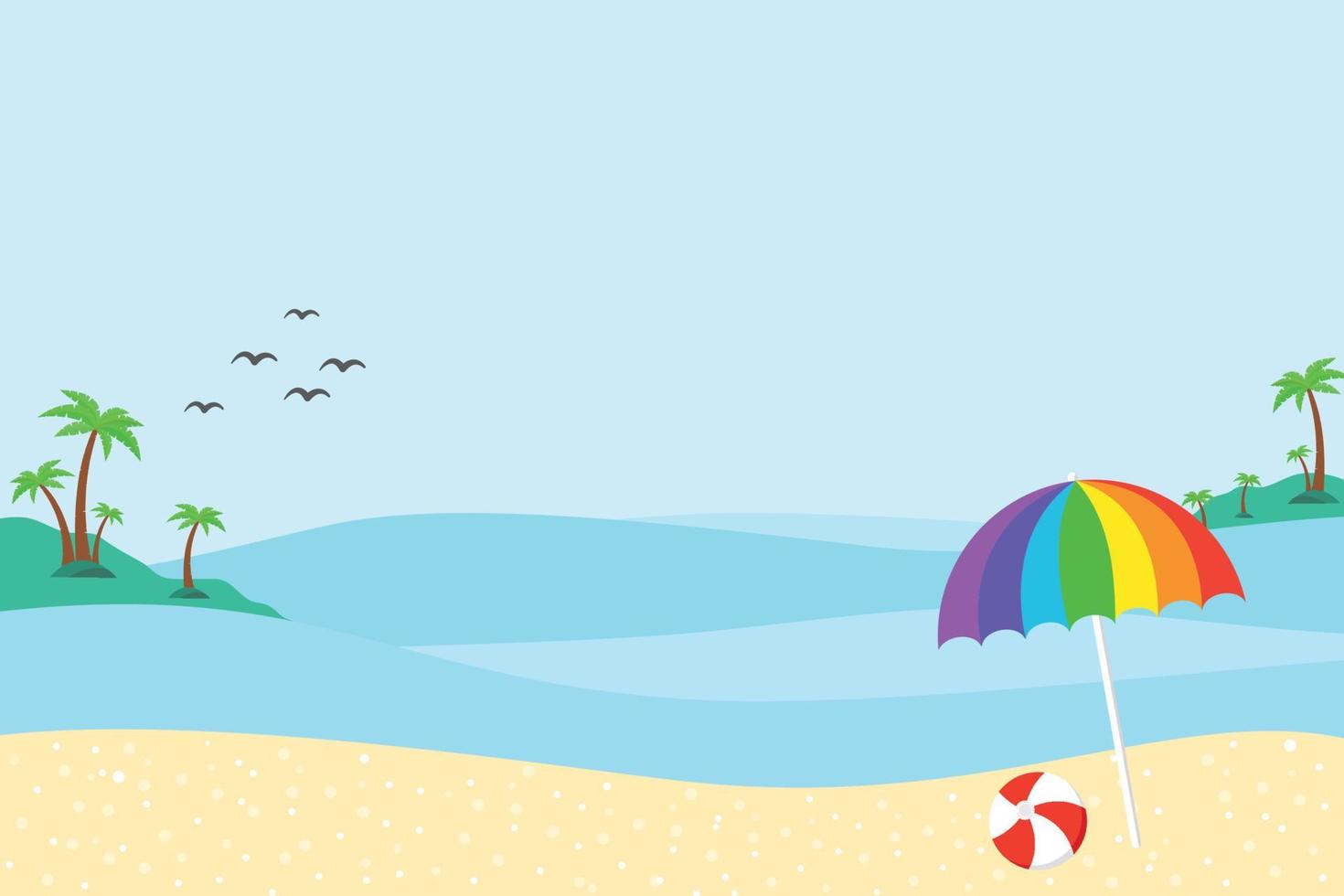 Vector cartoon style Sandy beach. Sea. Ocean surf