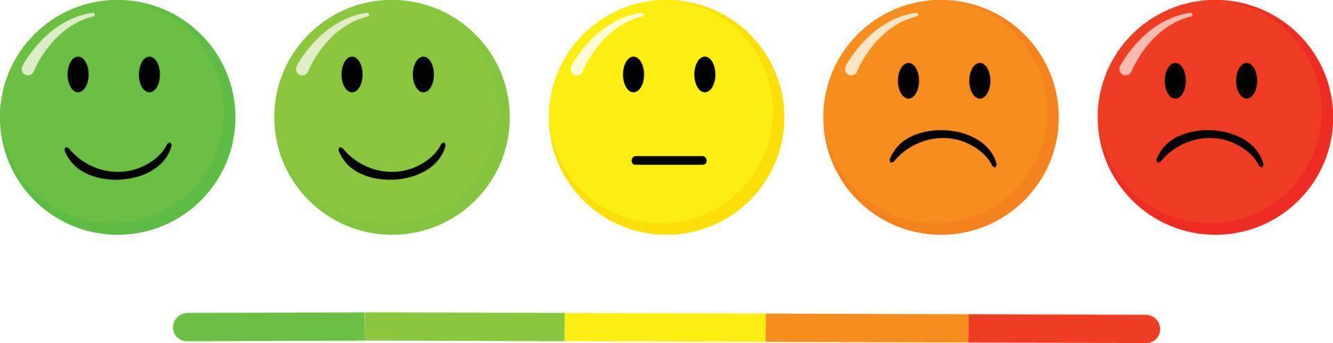 Set of Rating satisfaction emoji on white background. vector