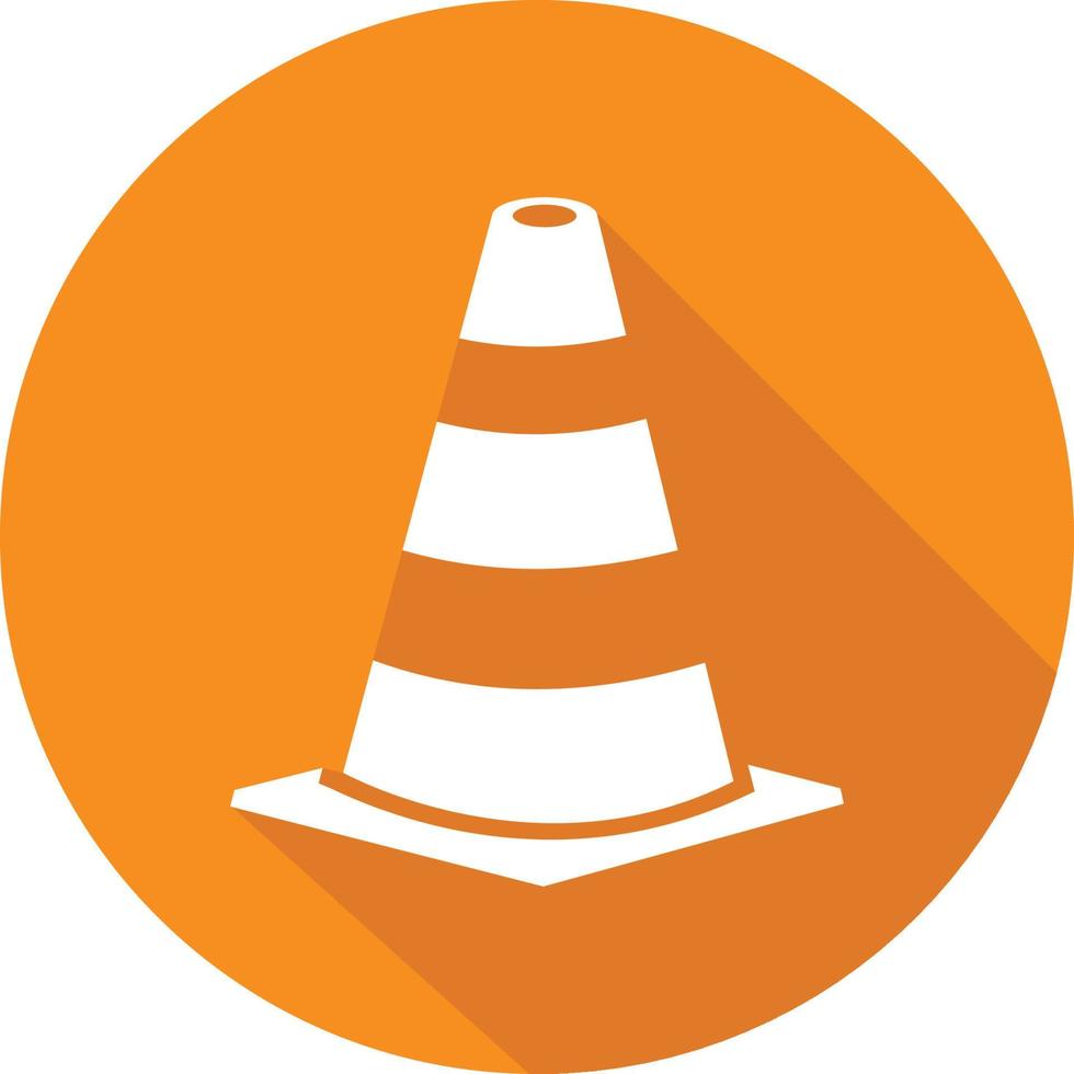 Traffic Cone circle with long shadow isolate on white background. vector