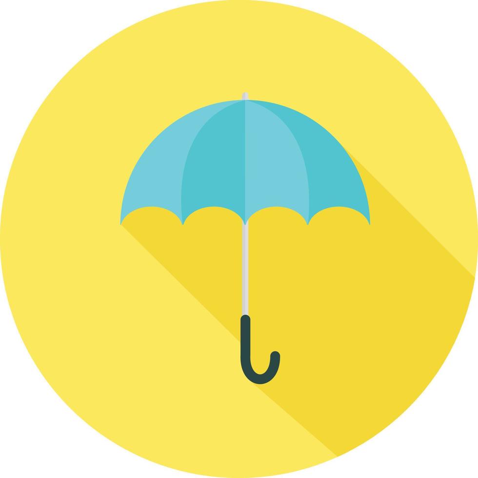 Blue umbrella circle with long shadow. vector