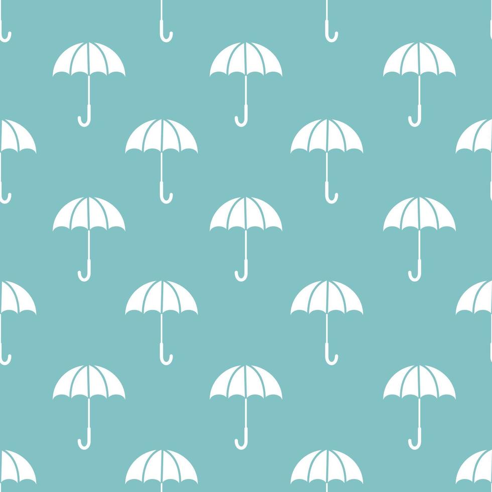 White Umbrella seamless pattern on blue background. vector