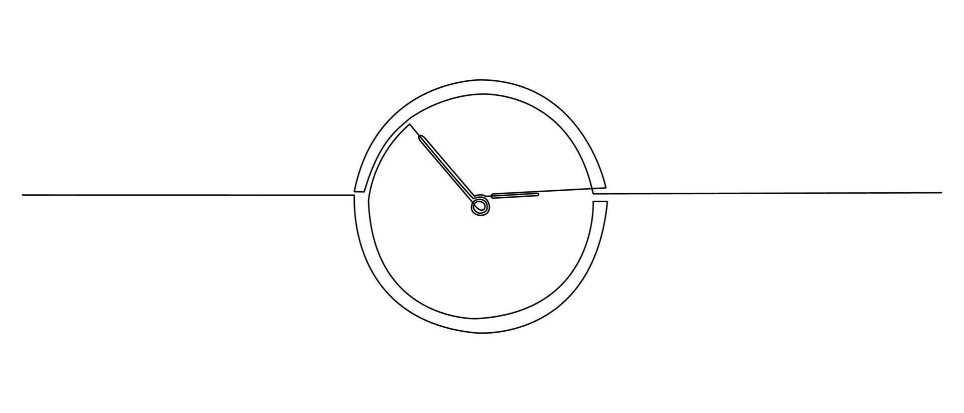 Continuous line drawing of Clock. vector