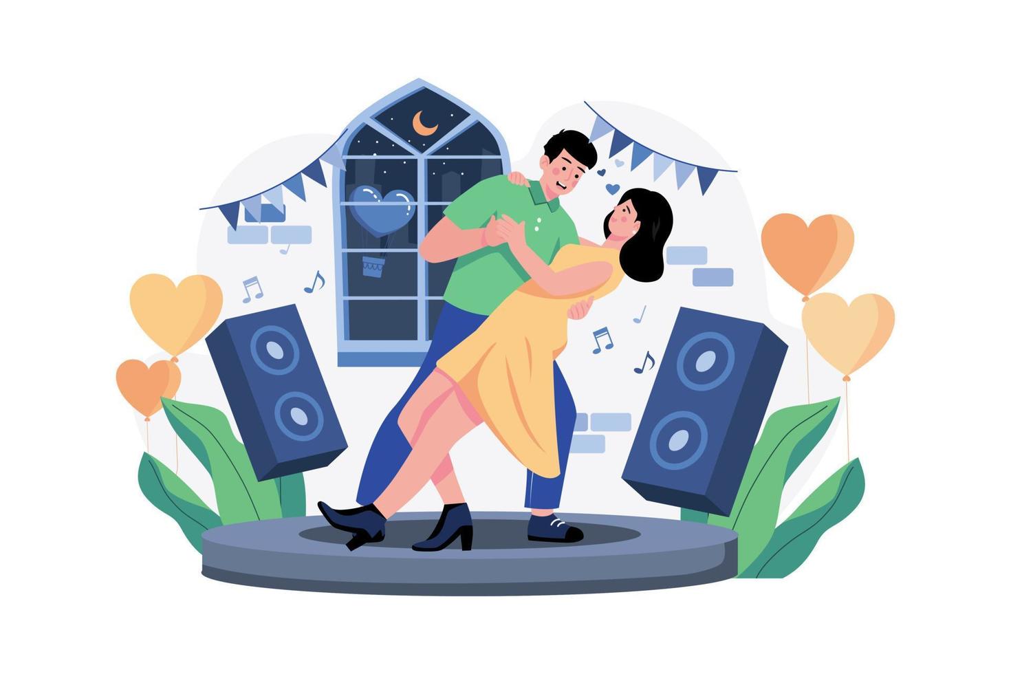 Couple Dancing Together Illustration concept on white background vector