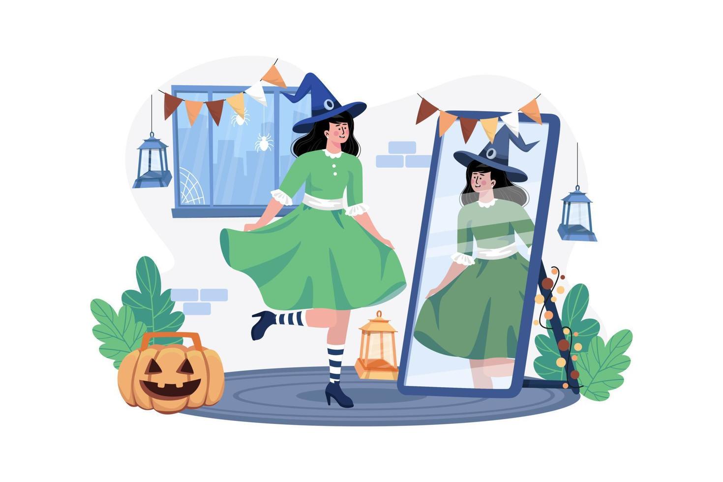 A Girl's Costumes For Halloween vector