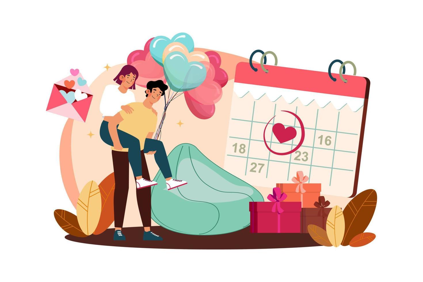 Valentine Day Illustration concept. Flat illustration isolated on white background vector
