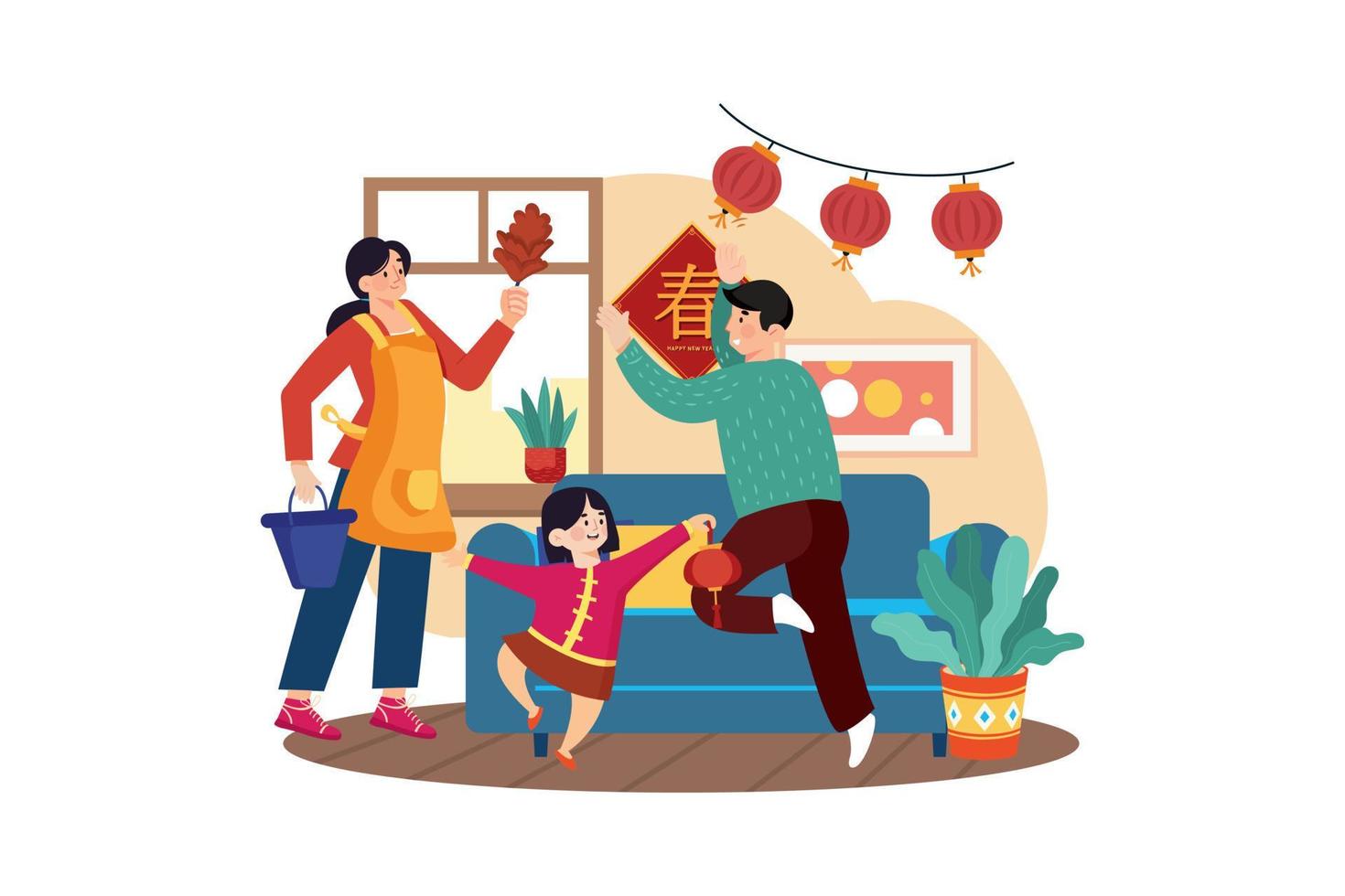 Chinese New Year Illustration concept. Flat illustration isolated on white background vector