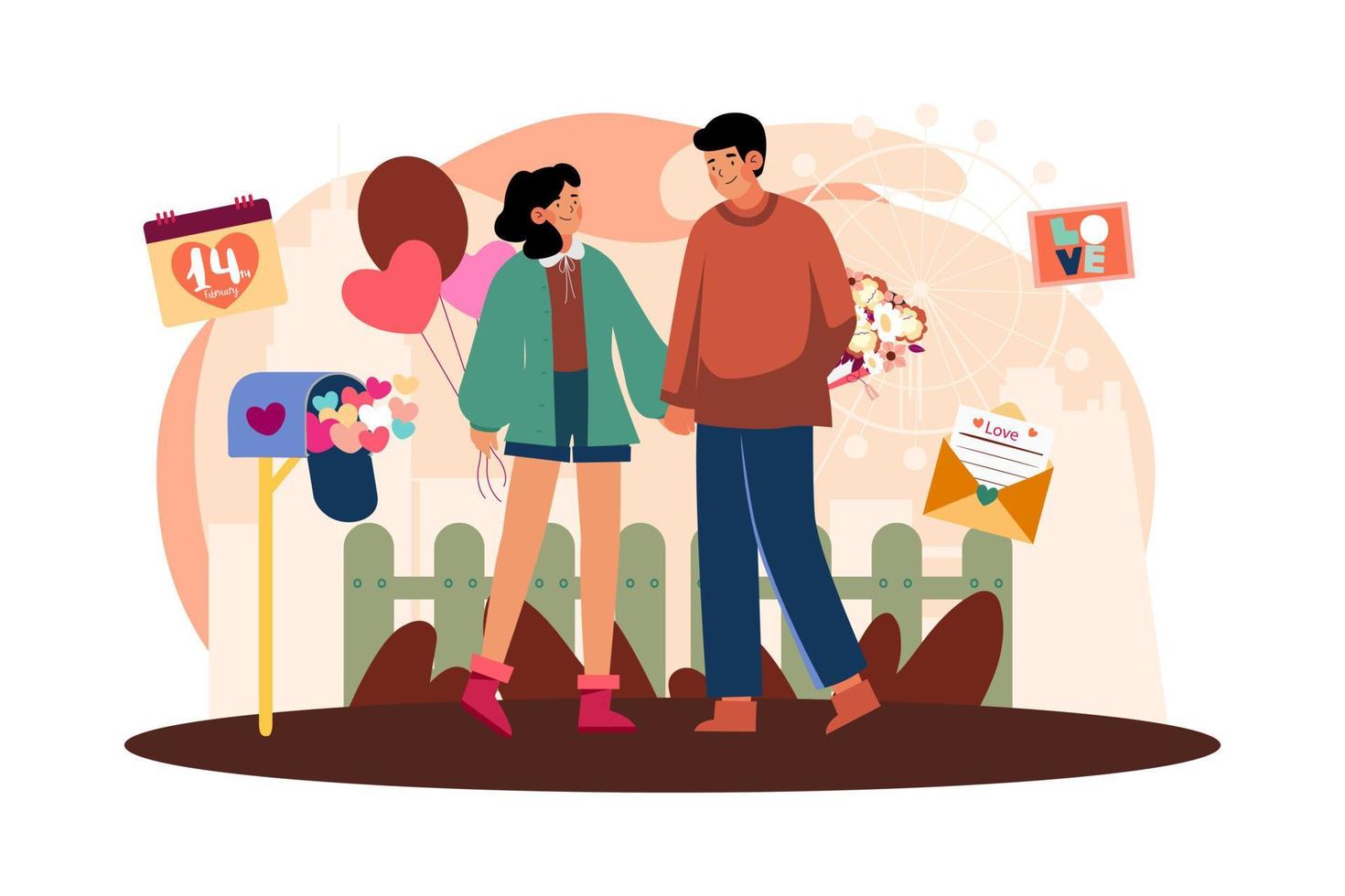 Valentine Day Illustration concept. Flat illustration isolated on white background vector