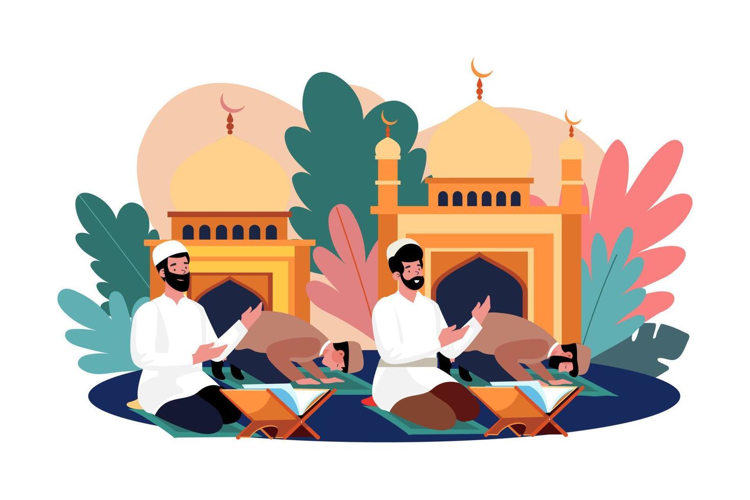 concepto de ilustración del día de Ramadán. una ilustración plana aislada sobre fondo blanco vector