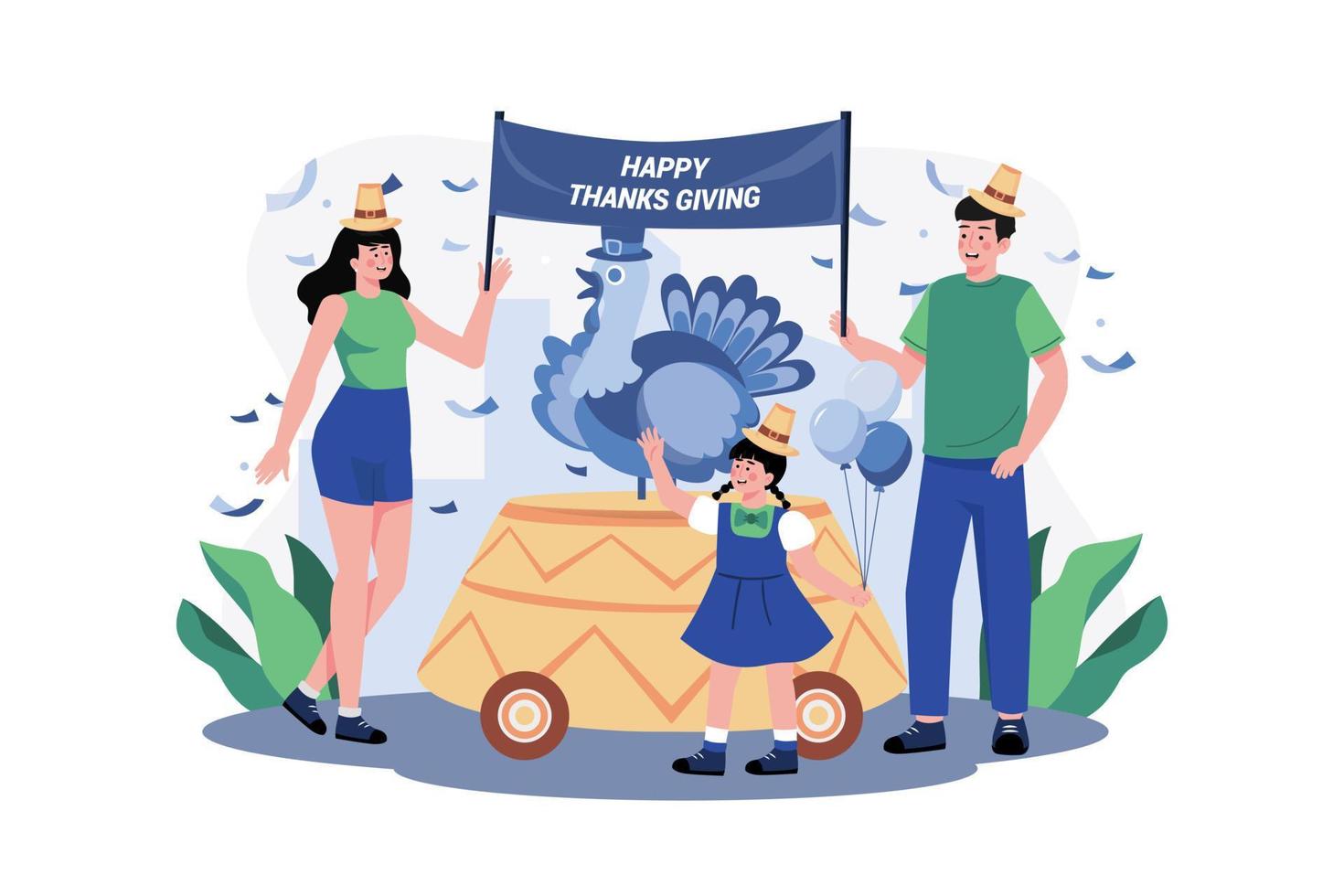 Family Celebrating Thanksgiving Day Together vector