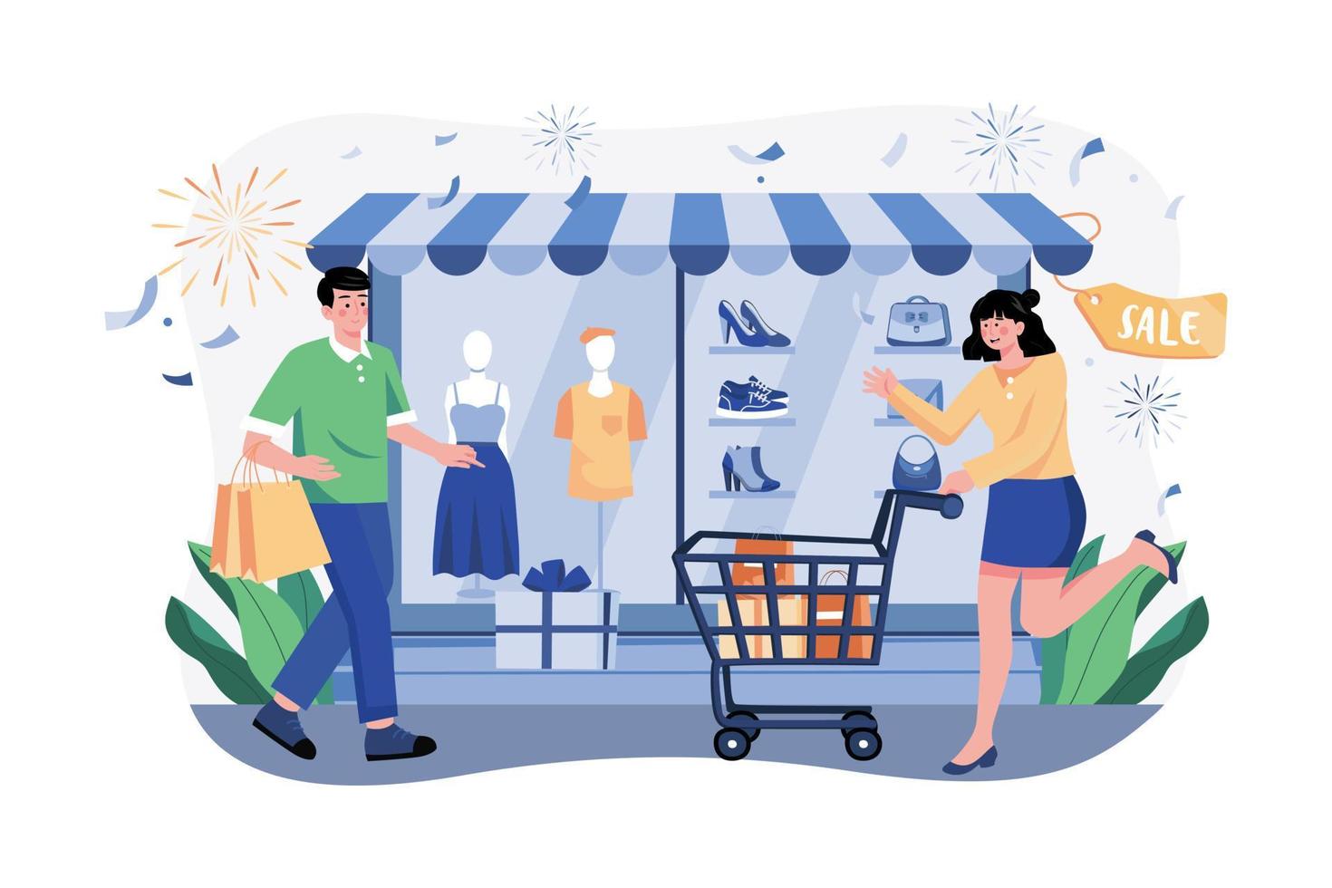 Everyone Happy New Year's Eve Shopping vector