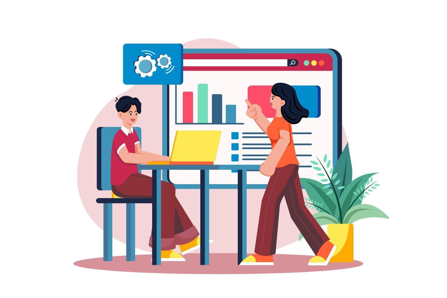 Marketing team doing analysis vector