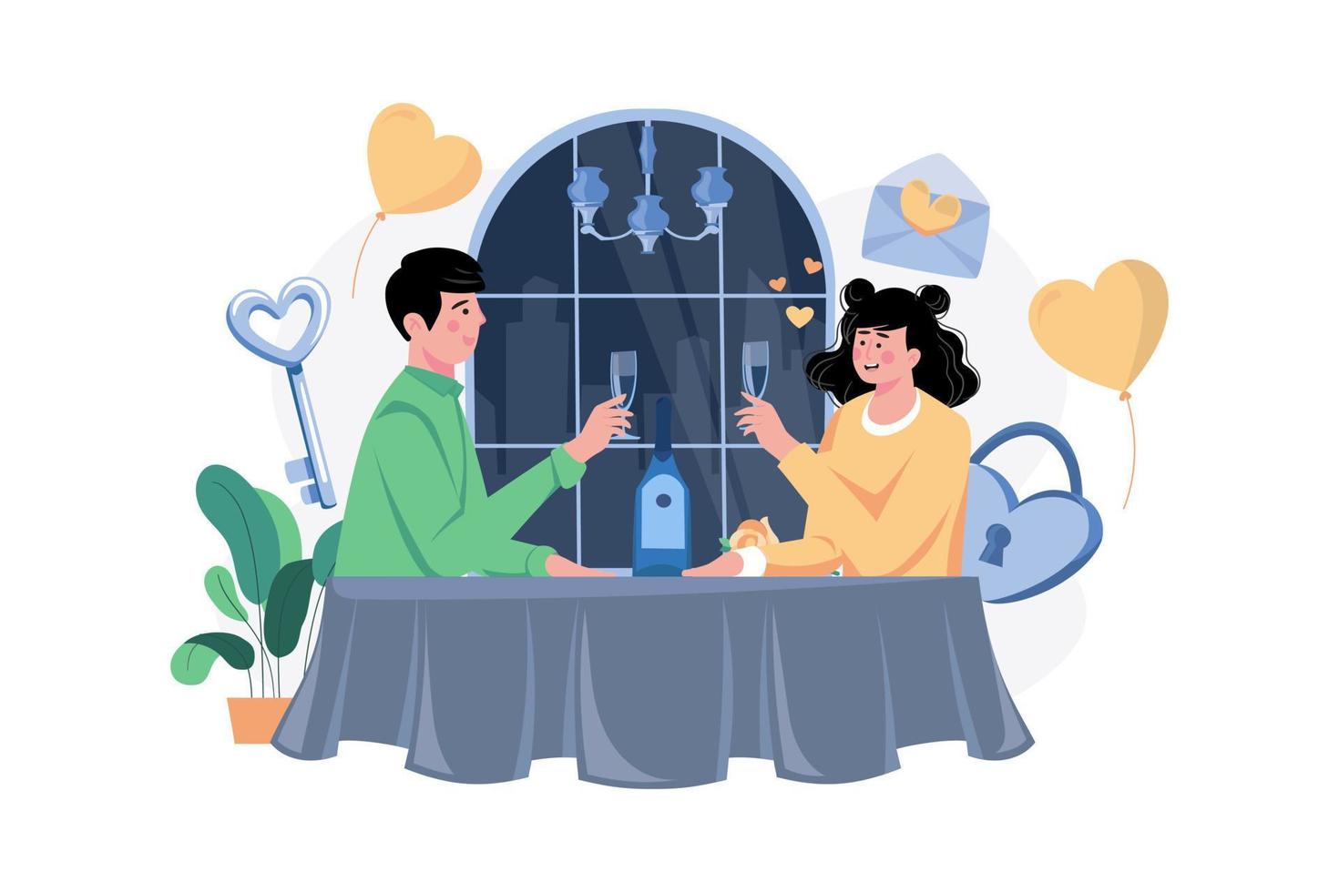 Couple Dating At A Restaurant vector