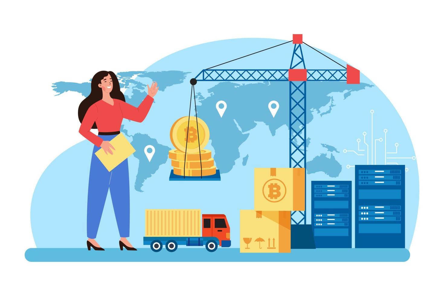 Blockchain Supply Chain Illustration concept on white background vector