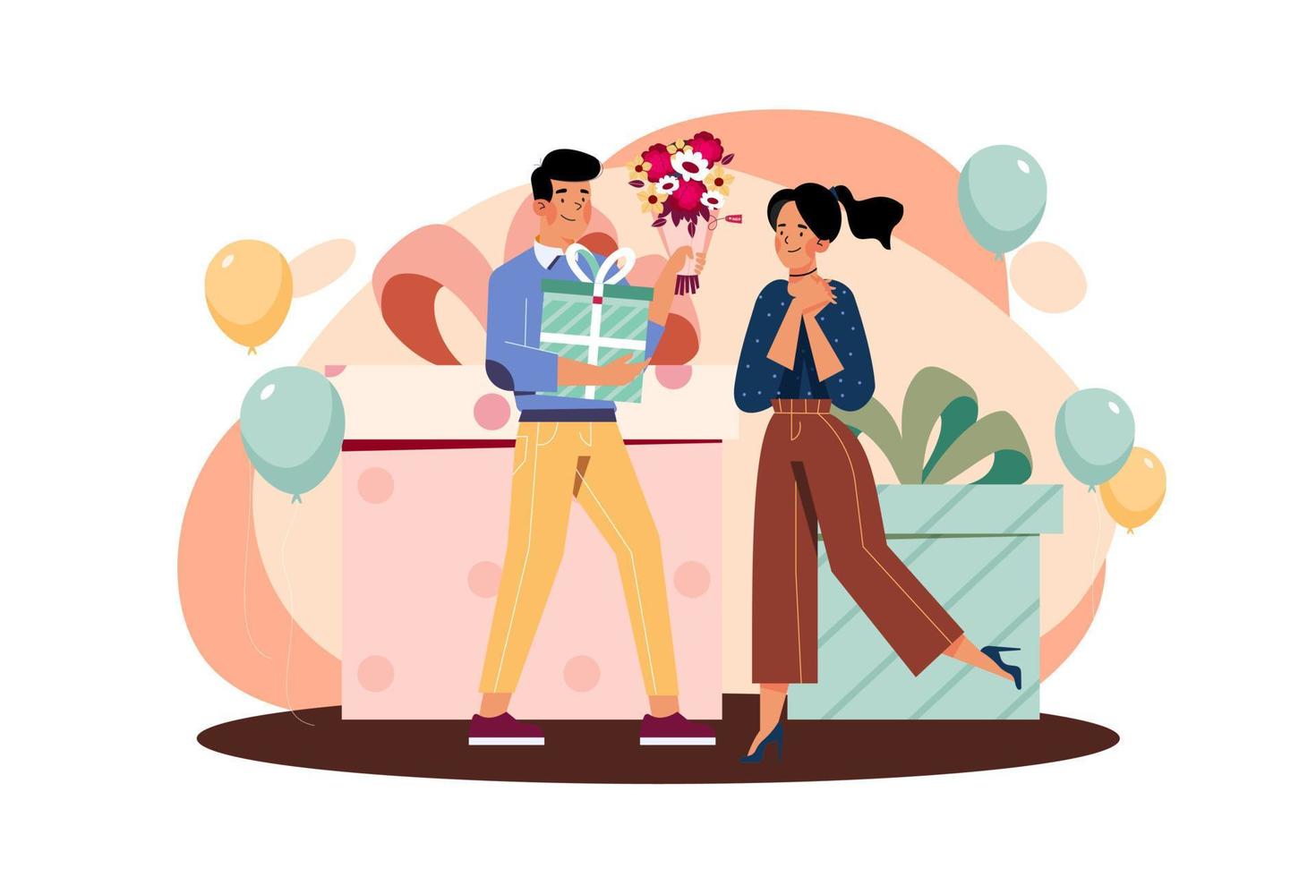 Valentine Day Illustration concept. Flat illustration isolated on white background vector