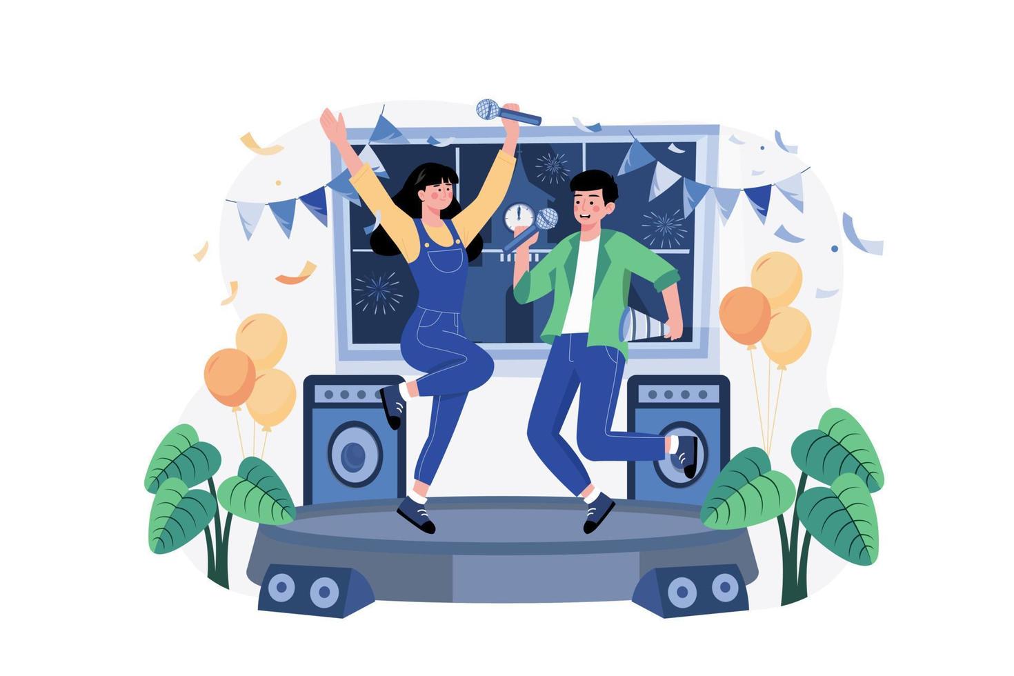Couple Dancing To Greet A New Year's Eve vector