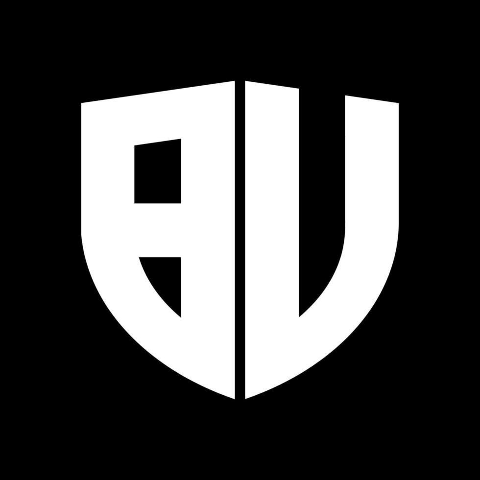 bu letter logo with black background. bu icon design with monogram shape. b font logo with shield shape. bu text logo. b icon design. bu icon design with letter. b shield Design. bu letter logo. vector