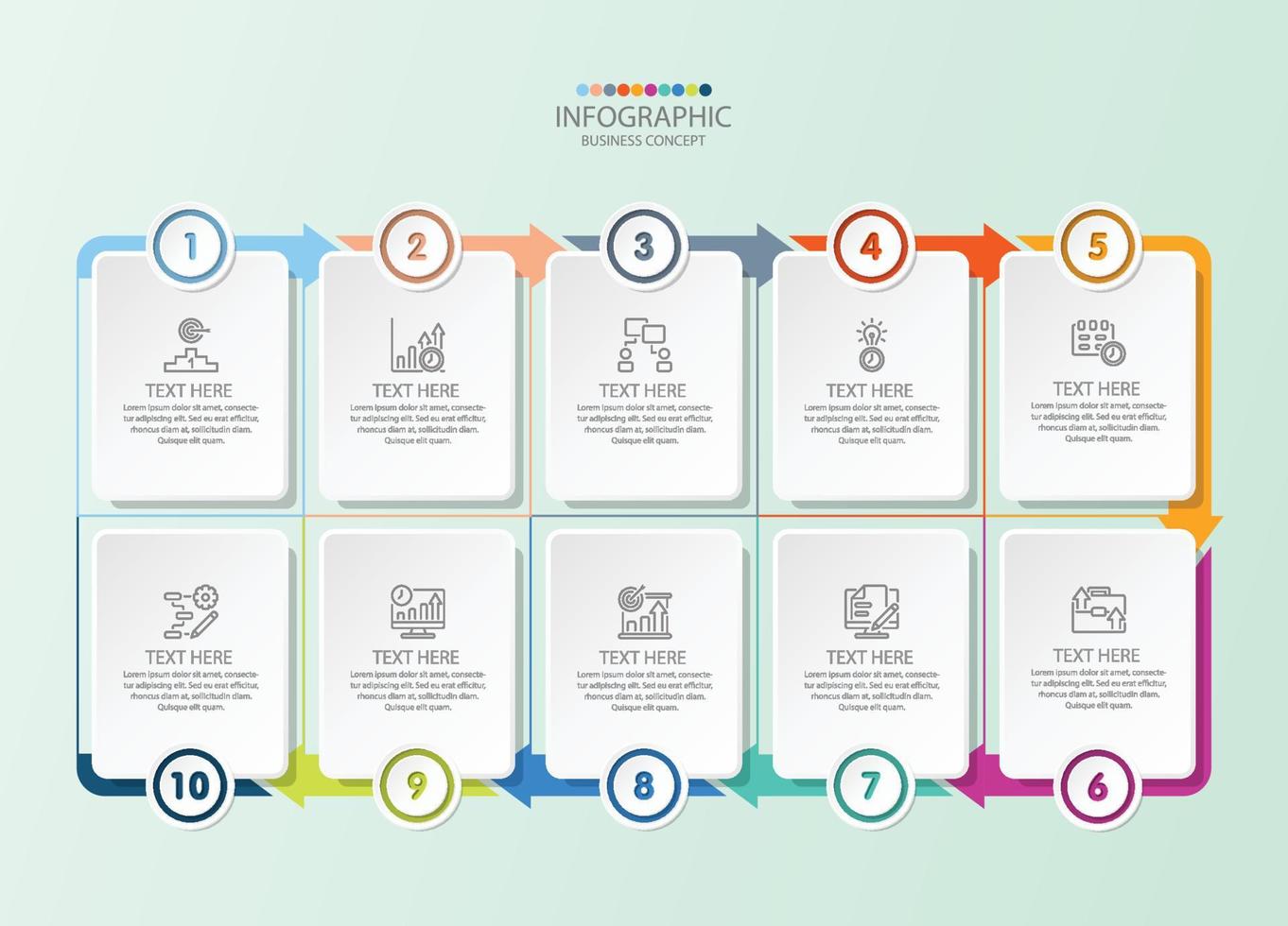 infografía cuadrada con 10 pasos, procesos u opciones. vector