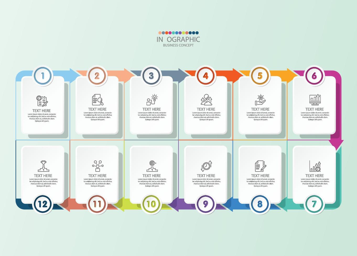 infografía cuadrada con 12 pasos, procesos u opciones. vector