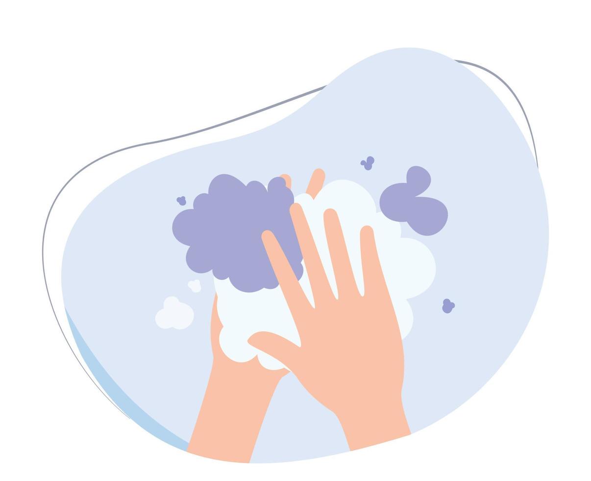 wash hands with soap. flat design vector