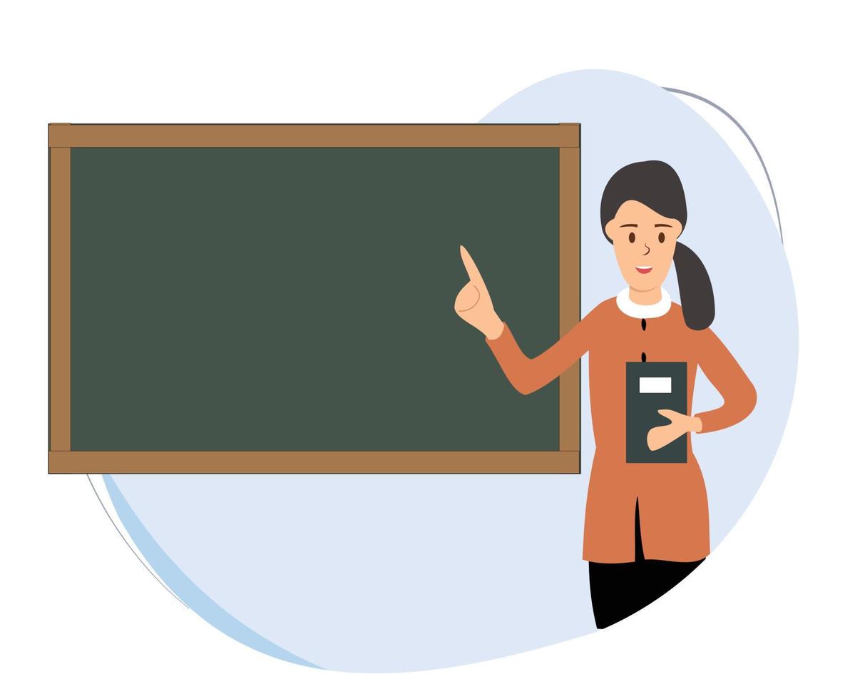 teacher teaching in front of the blackboard flat design vector